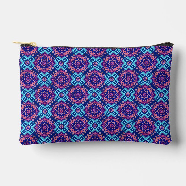 Bolsito Accesorio Pequeño Patrón floral geométrico vibrante (Anverso)