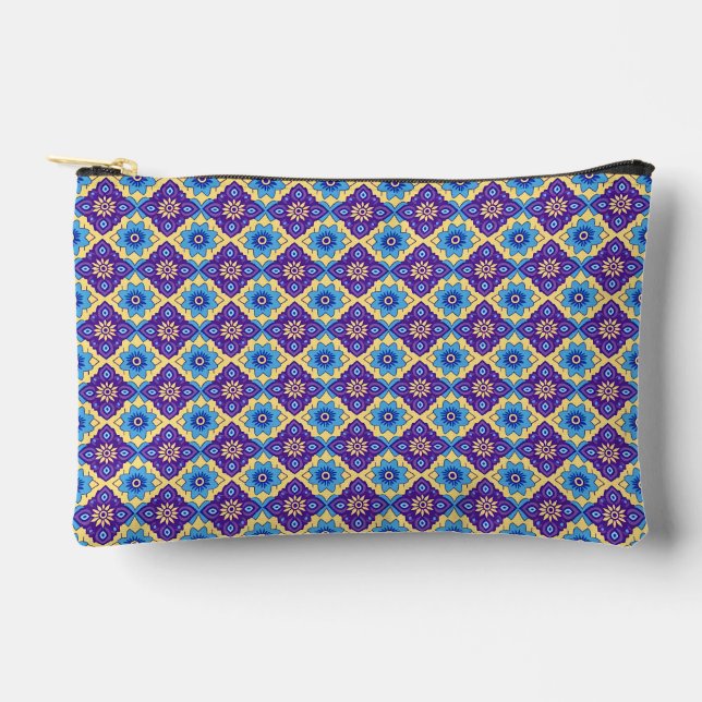 Bolsito Accesorio Pequeño Patrón floral geométrico vibrante (Anverso)