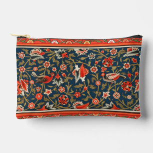 Bolsito Accesorio Pequeño Patrón floral indo-persa bohemio vintage rojo