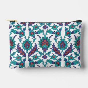 Bolsito Accesorio Pequeño Patrón floral oriental azul turquesa rojo blanco