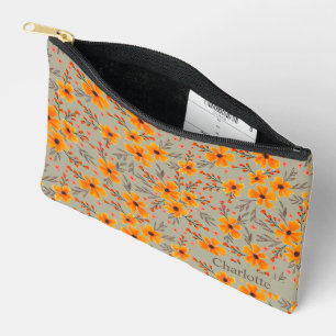 Bolsito Accesorio Pequeño Patrón floral otoñal personalizado SageGreen