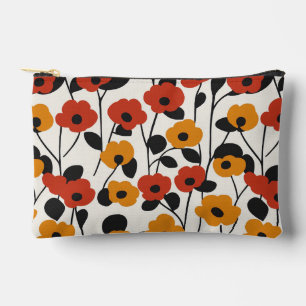 Bolsito Accesorio Pequeño Patrón floral retro negrita rojo, Naranja y negro