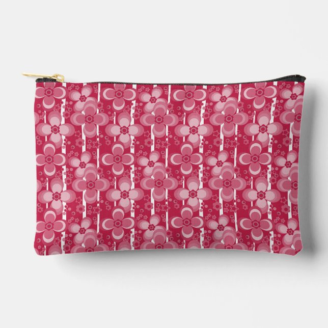 Bolsito Accesorio Pequeño Patrón floral rojo y blanco (Anverso)