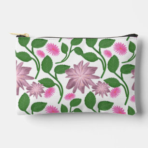 Bolsito Accesorio Pequeño Patrón floral rosa con hojas verdes
