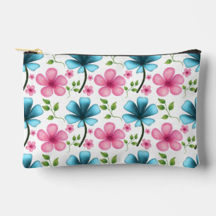 Bolsito Accesorio Pequeño Patrón floral rosa y azul