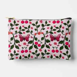 Bolsito Accesorio Pequeño Patrón Floral Sin Costuras de Mariposa de Cereza