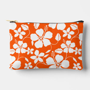 BOLSITO ACCESORIO PEQUEÑO PATRÓN HAWAIIAN HULA (HIBISCUS) EN NARANJA