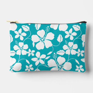 BOLSITO ACCESORIO PEQUEÑO PATRÓN HULA (HIBISCO) HAWAIIANO EN VERDE AZULADO