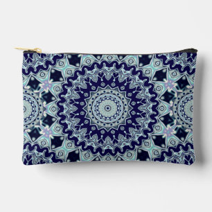 Bolsito Accesorio Pequeño Patrón Mandala Boho Negro Azul