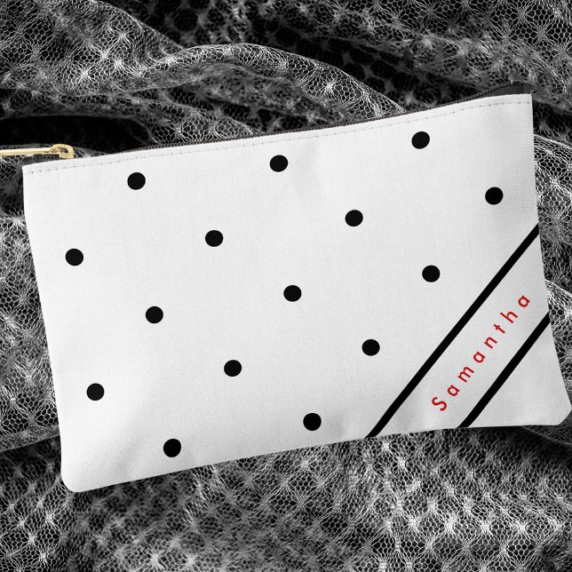 Bolsito Accesorio Pequeño Patrón moderno simple de puntos de polka negro (Subido por el creador)