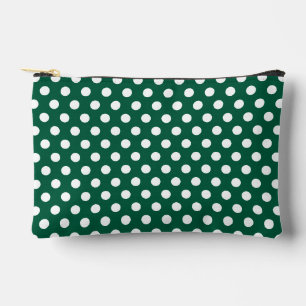 Bolsito Accesorio Pequeño Patrón retro de lunares blancos verde oscuro