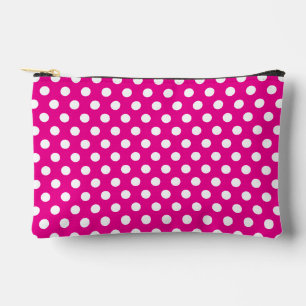 Bolsito Accesorio Pequeño Patrón retro de polka blanco rosado caliente
