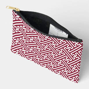 Bolsito Accesorio Pequeño Patrón Sayagata, japonés, borgoñoso y blanco
