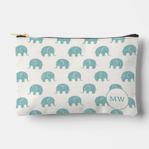 Bolsito Accesorio Pequeño Patrón verde azulado de elefante cúbico