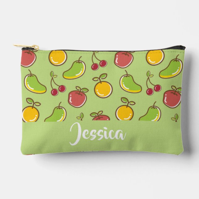 Bolsito Accesorio Pequeño Patrón verde de frutas frescas de verano (Anverso)