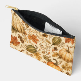 Bolsito Accesorio Pequeño Patrón Vintage de Otoño de Calabaza y Calabacines 