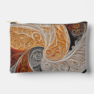 Bolsito Accesorio Pequeño Patrones ondulados naranja y beige arte de IA