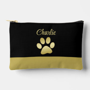 Bolsito Accesorio Pequeño Paw dorada de perro brillante sobre fondo negro