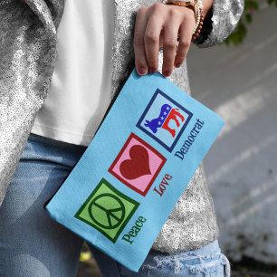 Bolsito Accesorio Pequeño Paz Amor Democracia Donkey Cute Azul
