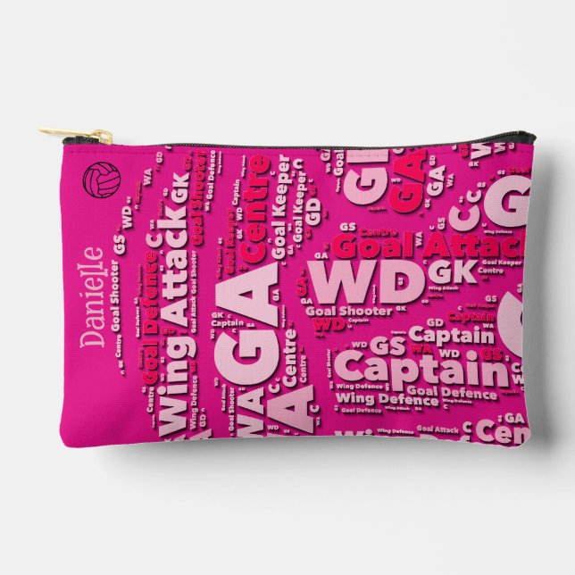 Bolsito Accesorio Pequeño Personalised Netball Makeup Bag (Anverso)