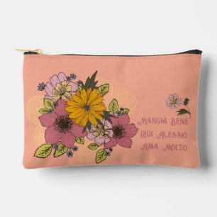 Bolsito Accesorio Pequeño Personalizable con flores y cotización italiana