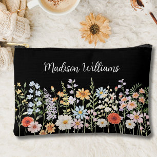 Bolsito Accesorio Pequeño Personalizado Acuarela Flor Silvestre Floral Elega