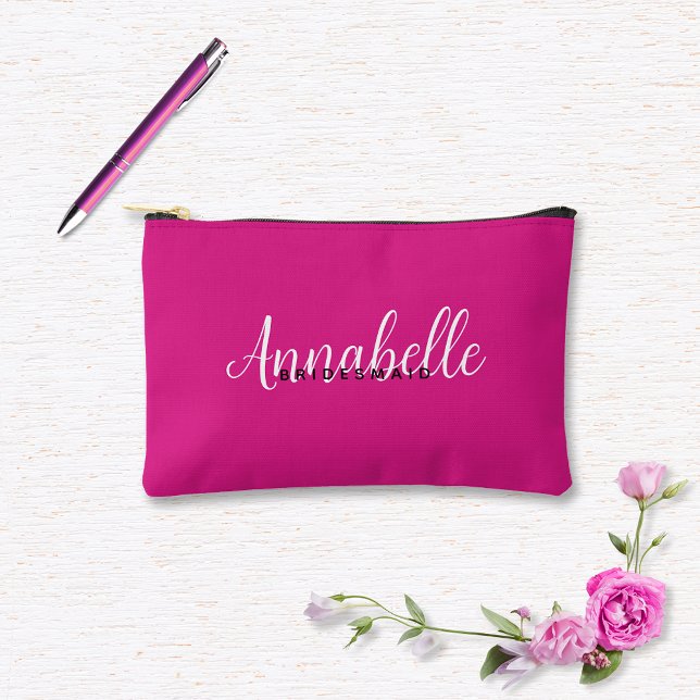 Bolsito Accesorio Pequeño Personalizado de Boda magenta rosa simple y modern (Subido por el creador)