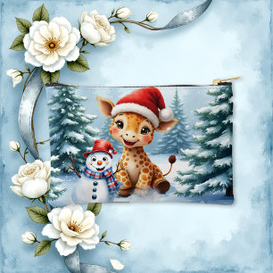 Bolsito Accesorio Pequeño Personalizado lindo Giraffe con Santa Hat y Snowma