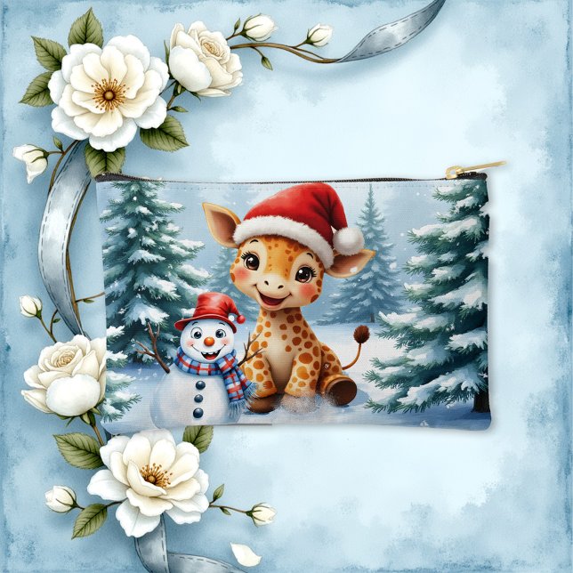 Bolsito Accesorio Pequeño Personalizado lindo Giraffe con Santa Hat y Snowma (Subido por el creador)