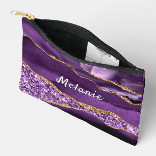 Bolsito Accesorio Pequeño Personalizado Su Nombre Purpurina Purple Gold