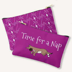 Bolsito Accesorio Pequeño Personalizado Texto Sleepy Perro Trama de espalda