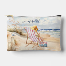 Personalizado Watercolor Beach Scene Mongoram Name