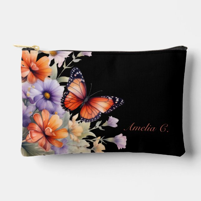 Bolsito Accesorio Pequeño Personalizar mariposa y flores silvestres (Anverso)