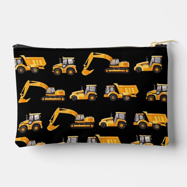 Bolsito Accesorio Pequeño Personalize Construction Trucks Pencil Case  (Reverso )