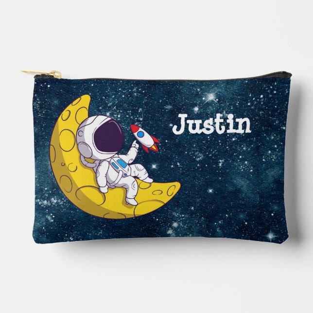 Bolsito Accesorio Pequeño Personalized Astronaut on Moon with Rocket (Anverso)