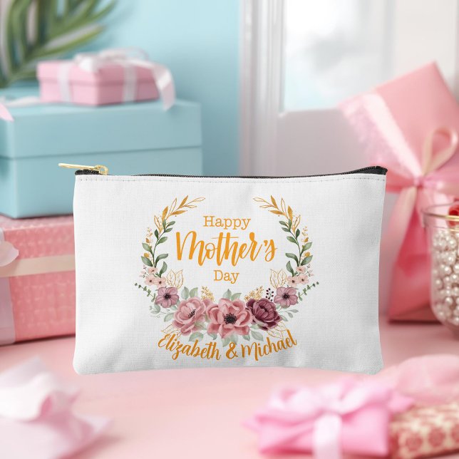 Bolsito Accesorio Pequeño Personalized Happy Mother’s Day Floral Pouch (Subido por el creador)