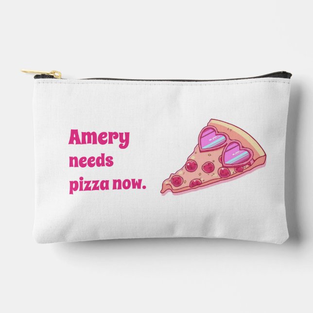 Bolsito Accesorio Pequeño Personalized Pizza Lover Cute Girly Aesthetic  (Anverso)