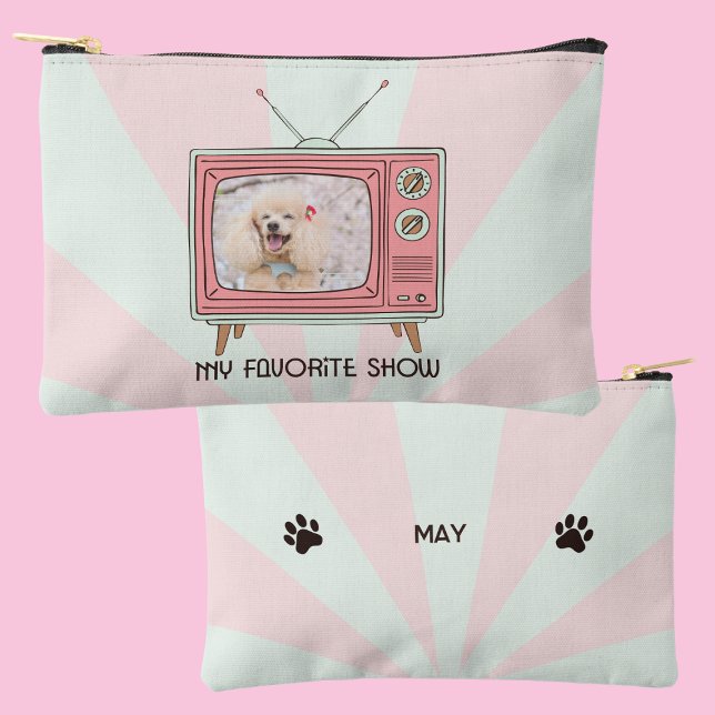 Bolsito Accesorio Pequeño Personalized Poodle Retro TV Pastel Dog Mom Photo  (Subido por el creador)