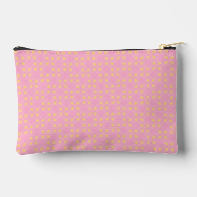 Bolsito Accesorio Pequeño Petal Pop – Pink & Gold Seamless Geometric Pattern (Reverso )