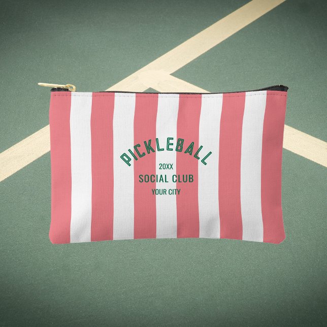Bolsito Accesorio Pequeño Pickleball Club Social Pink Cabana Stripe (Subido por el creador)