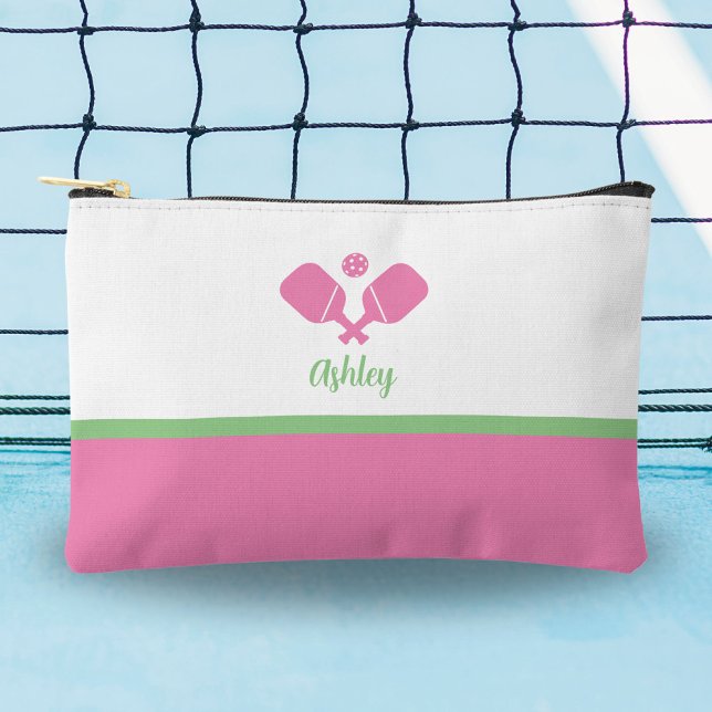 Bolsito Accesorio Pequeño Pickleball personalizado regalo Preppy Pink Green (Subido por el creador)