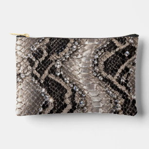 Bolsito Accesorio Pequeño Piel de Serpiente Cristal de Plata de Lujo