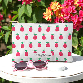 Bolsito Accesorio Pequeño Piña Patrón Rosa Blanco Lindo