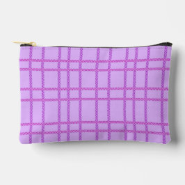 Bolsito Accesorio Pequeño Pink and purple flower checkered pattern