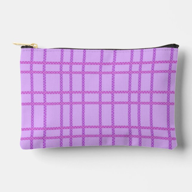 Bolsito Accesorio Pequeño Pink and purple flower checkered pattern (Anverso)