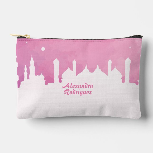 Bolsito Accesorio Pequeño Pink Arabian Nights Watercolor (Anverso)