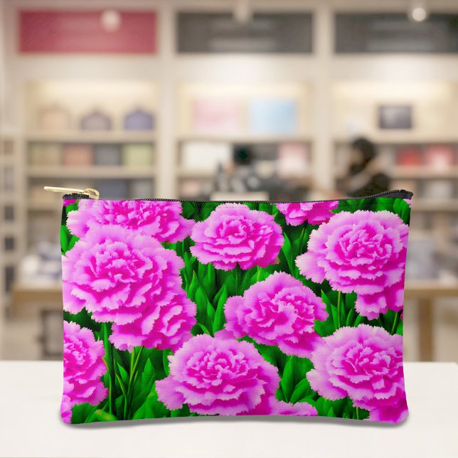 Bolsito Accesorio Pequeño Pink Carnations Pouch (Pouch with pink carnations)