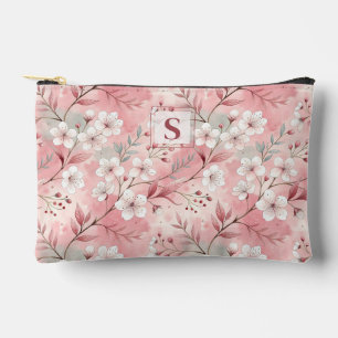 Bolsito Accesorio Pequeño Pink cherry blossom monogram