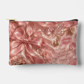 Bolsito Accesorio Pequeño Pink Floral Makeup Bag Romantic Girly Glam Design