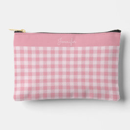 Bolsito Accesorio Pequeño Pink Gingham Pattern Girly Checkered Plaid Name
